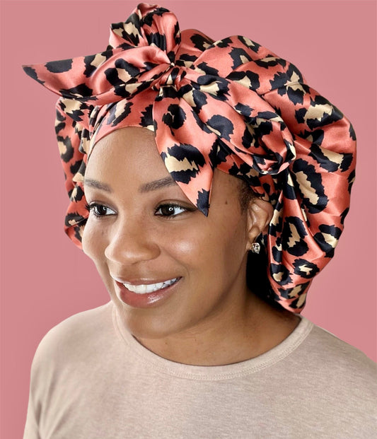 Luxurious Large Double Layered Silk/Satin Blend Bow-Tie Bonnet