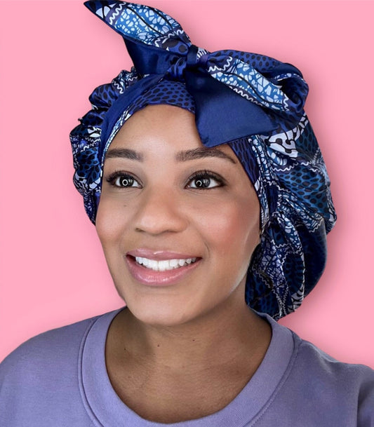 Luxurious Satin Double Lined Bonnet Colorful Bow-Tie Satin Lined Elastic Band