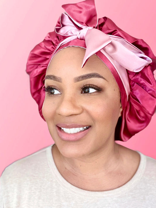 Reversible Double-Layered Lux Satin Lined Bow-Tie Bonnet